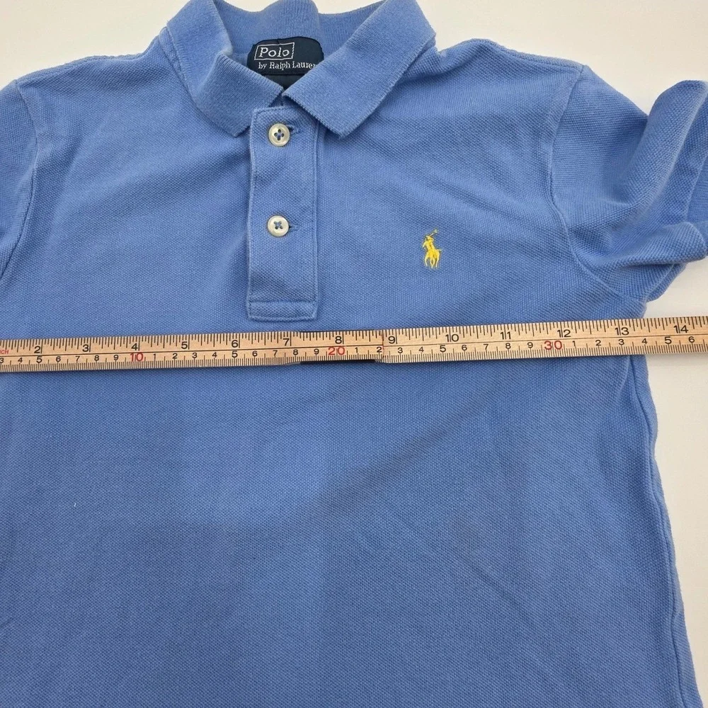 VINTAGE 90S POLO RALPH LAUREN YOUTH SIZE 6 SMALL BLUE YELLOW PONY SHIRT POLO